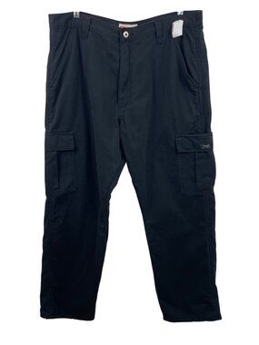 Wrangler Mens Black Cargo Pants Relaxed Fit Size 38x30 Fleece-Lined Workwear